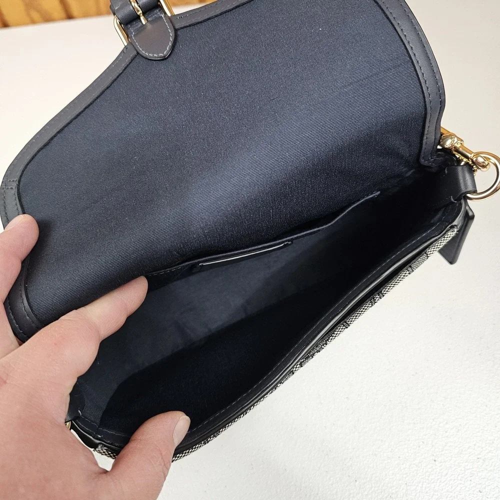 Coach Amelia Saddle Bag In Signature Jacquard Midnight Navy Cu998 Crossbody - Picture 11 of 13